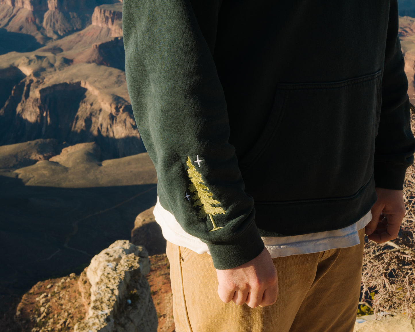 Roaming Heart | Embroidered Hoodie in Pine