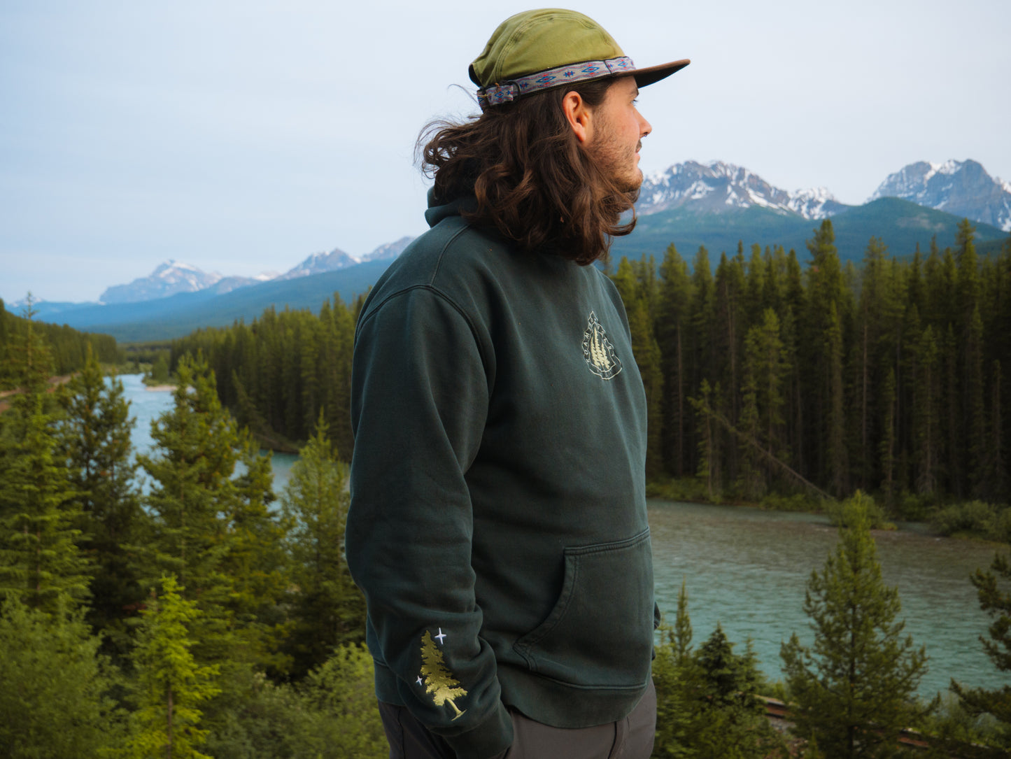 Roaming Heart | Embroidered Hoodie in Pine