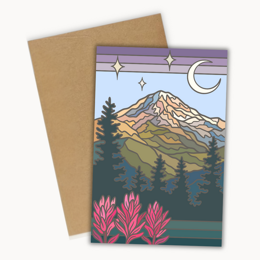 Mount Rainier National Park Magenta Paintbrush | Greeting Card