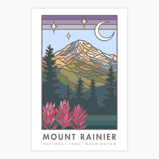 Mount Rainier National Park Magenta Paintbrush | Poster