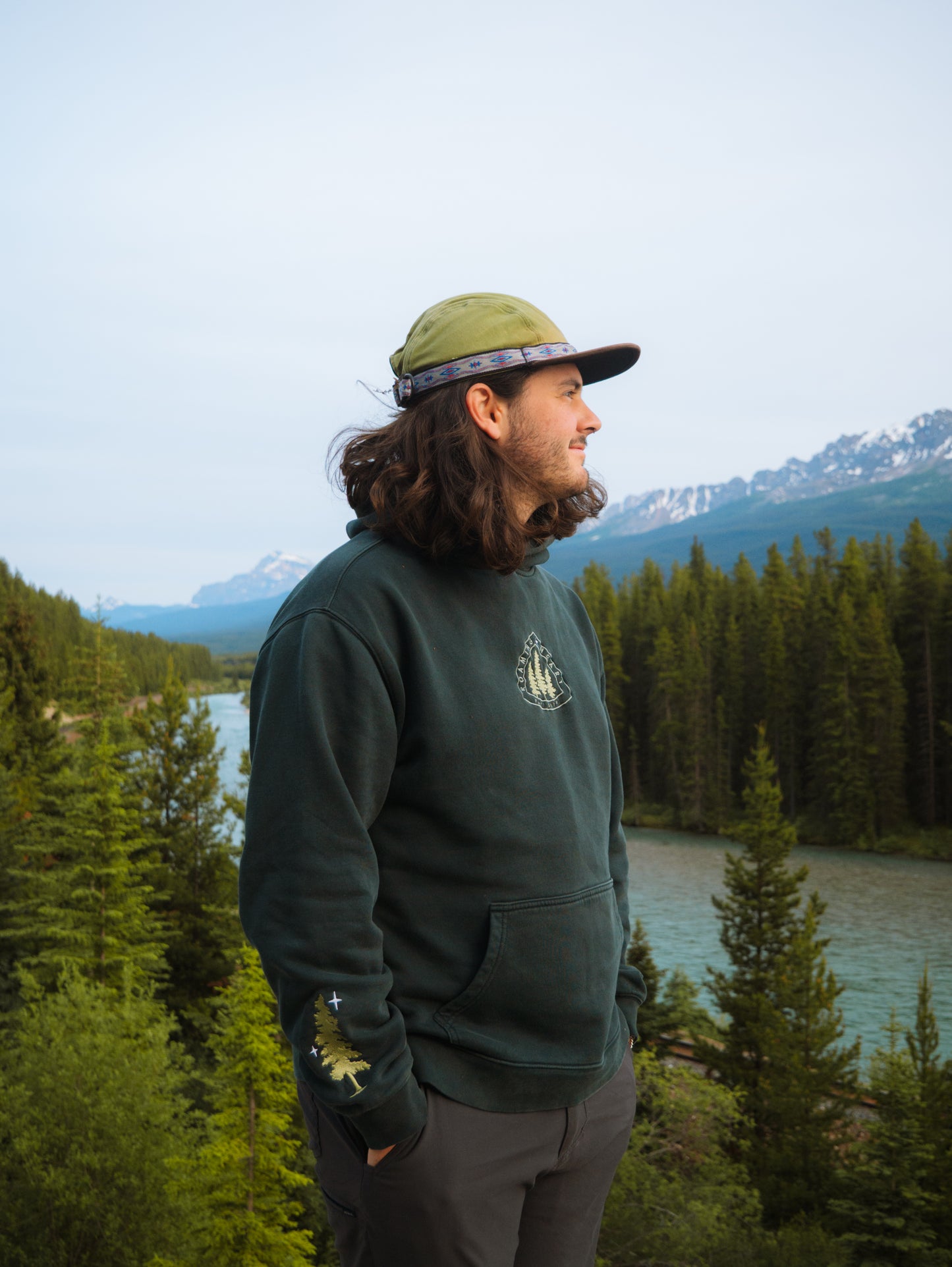 Roaming Heart | Embroidered Hoodie in Pine